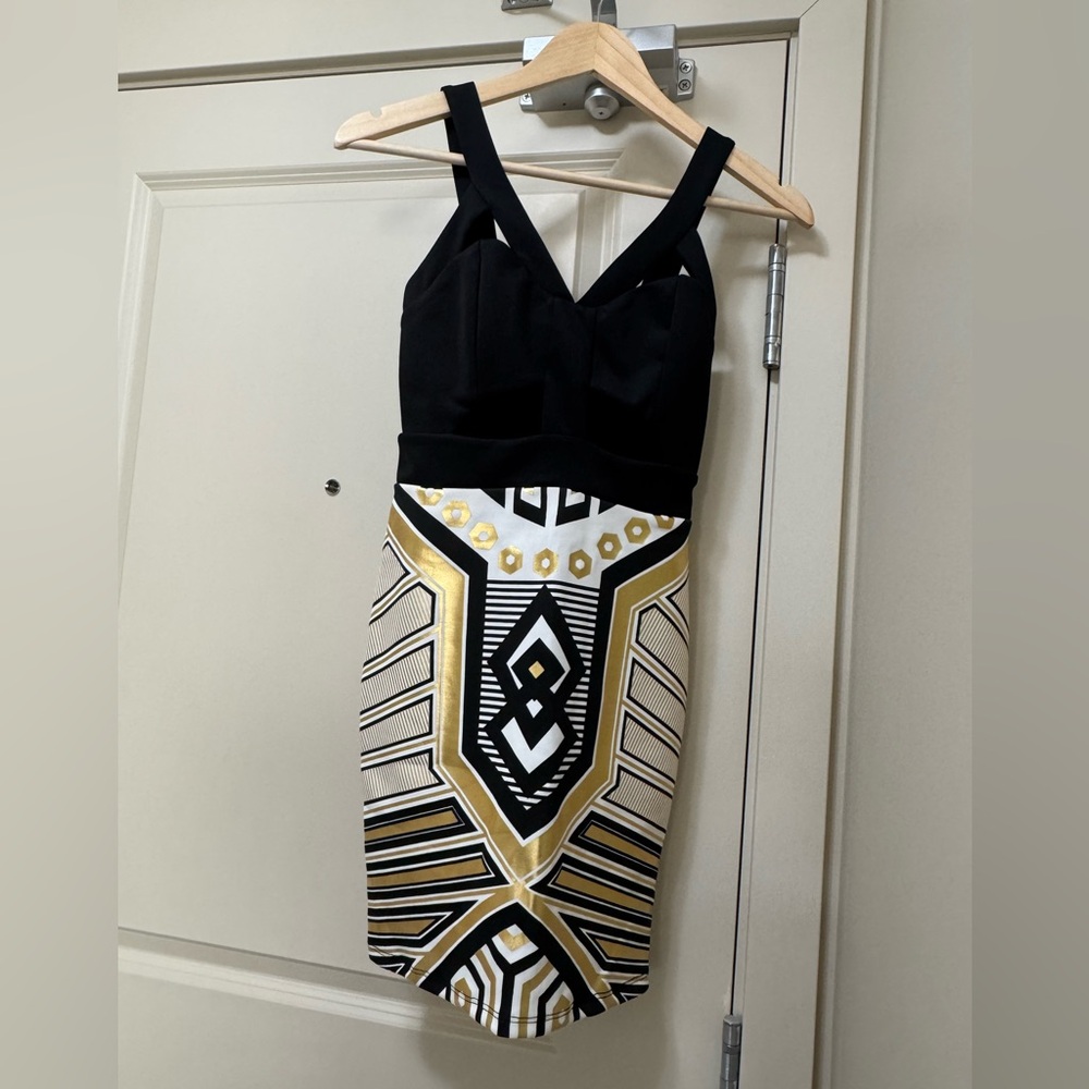 Black and Gold Mini Dress